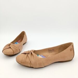 Born Lily Flats Tan Leather Comfort Slip On Ballet Flat Shoes Round Toe Size 7